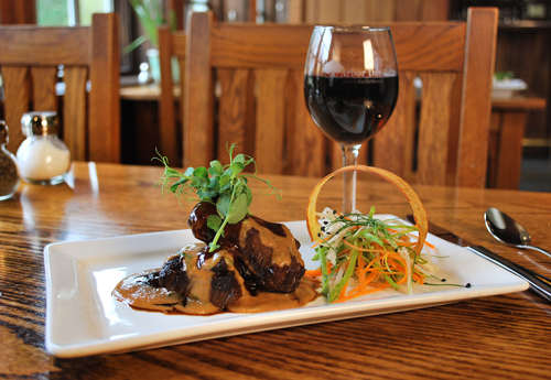 Short ribs dinner entrée in the Timber Dining Room at Lied Lodge